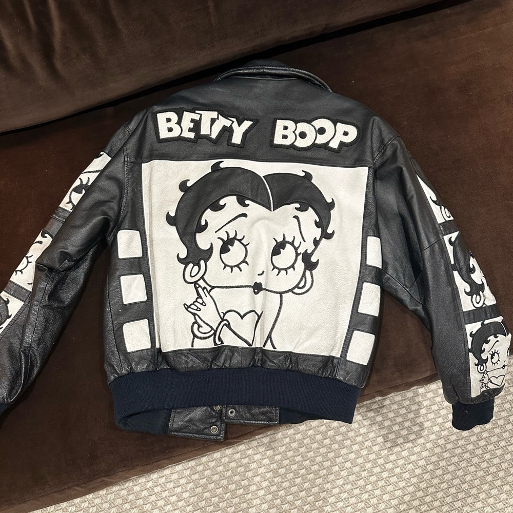 Betty Boop Leather Letterman Vintage Jacket - M
